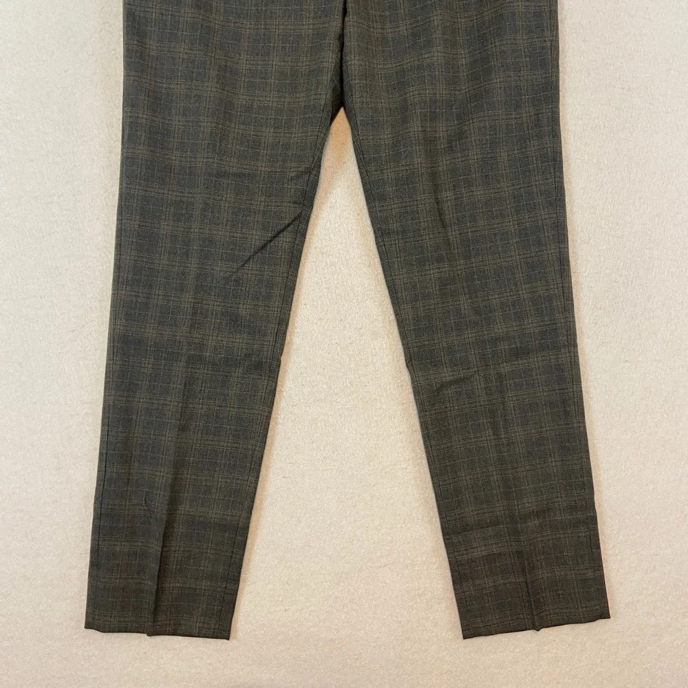 Banana Republic Tailored Fit Plaid Dress Pants Men 34x34* Gray Wool Blend Office